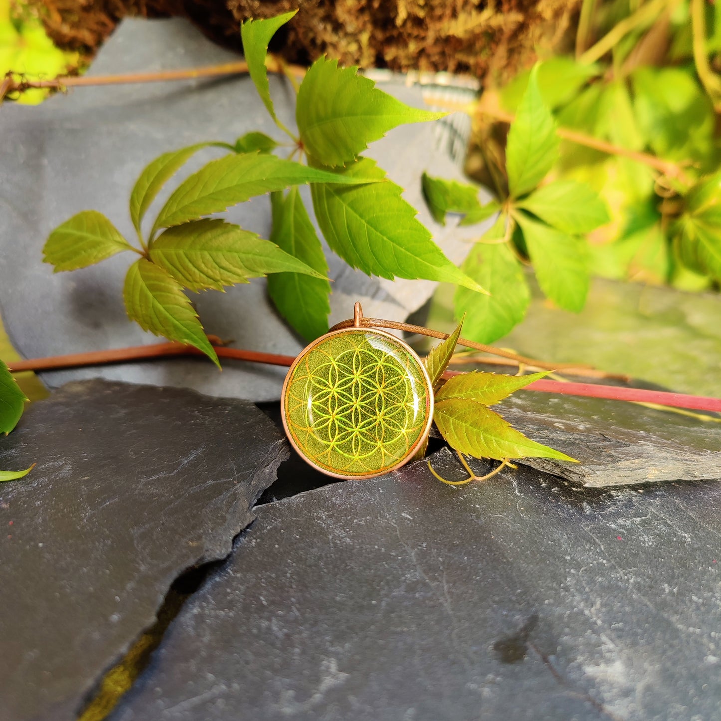 Flower of Life Orgonite Pendant with Energy Copper for Empathy, Forgiveness & Unconditional Love