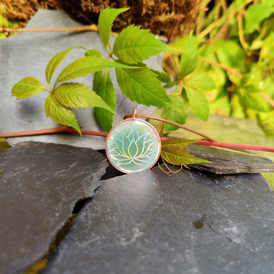 Lotus Flower Orgonite Pendant with Energy Copper For Purity, Rebirth, and Strength